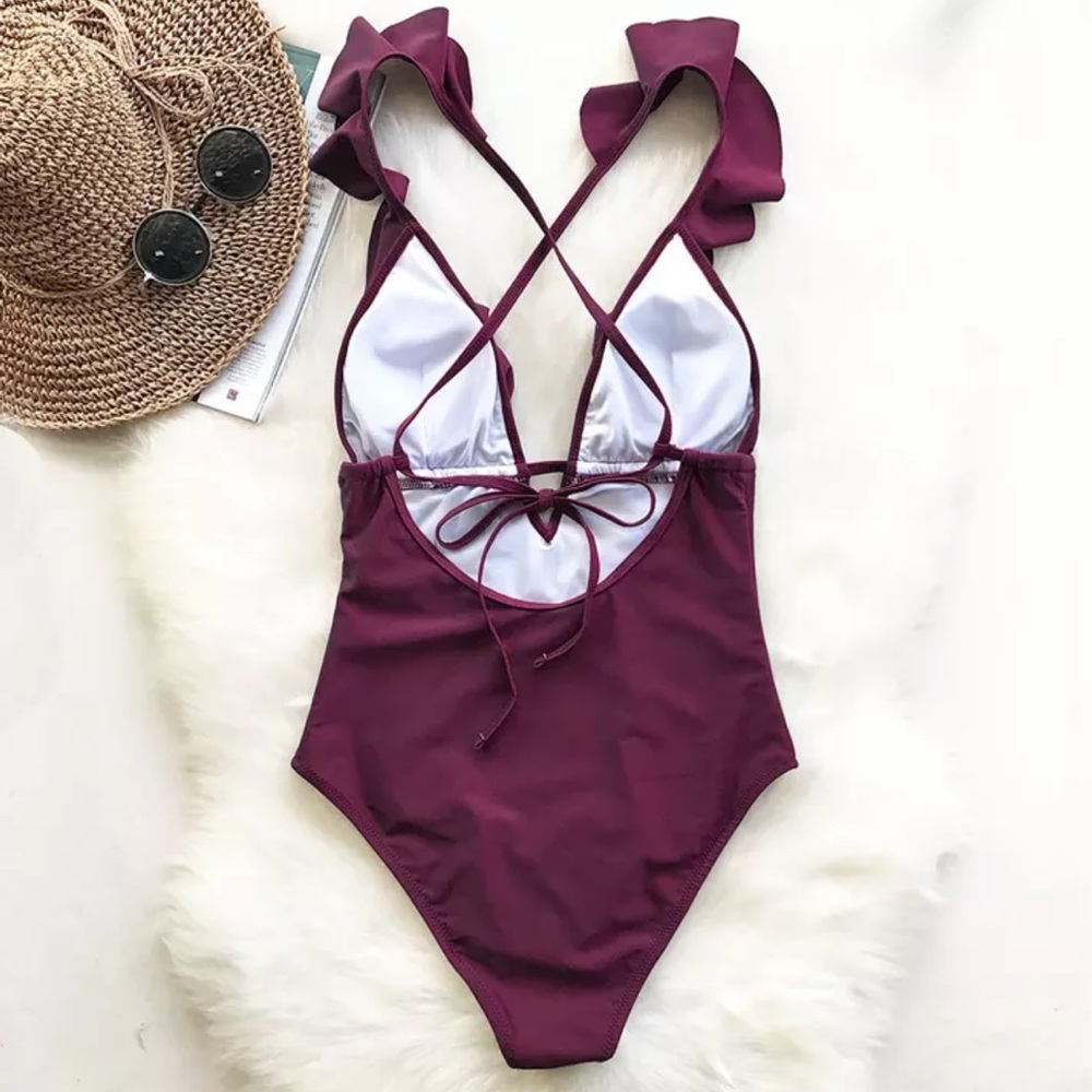 LAINA Burgundy One Piece - Picture 7 of 8